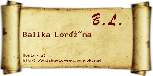 Balika Loréna névjegykártya